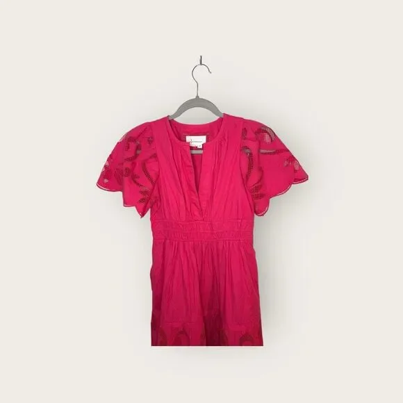 By Anthropologie The Somerset Pink Maxi Dress The Cutwork Edition Size XS Petite - Picture 7 of 9